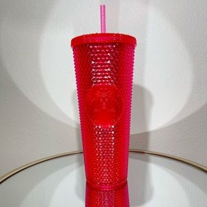 New Starbucks Holiday Hot Pink Red Iridescent Studded Tumbler
